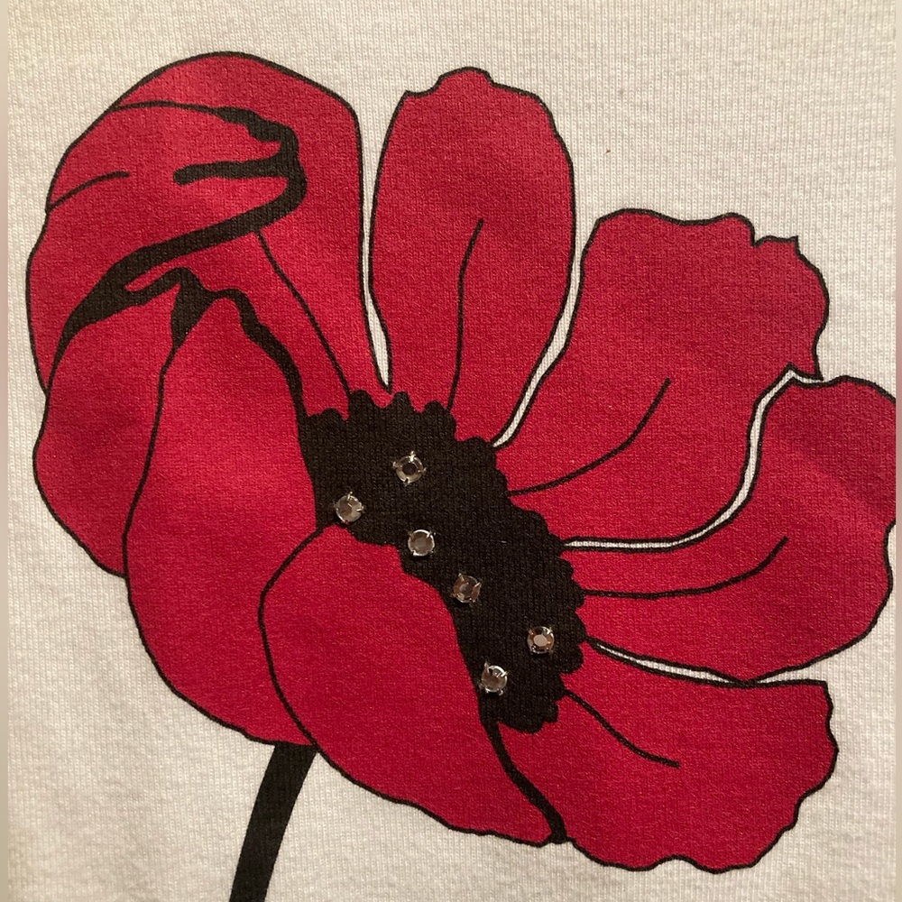 Ivy Jane White Poppy Tee Shirt with Rhinestone Embellishments - Picture 7 of 13